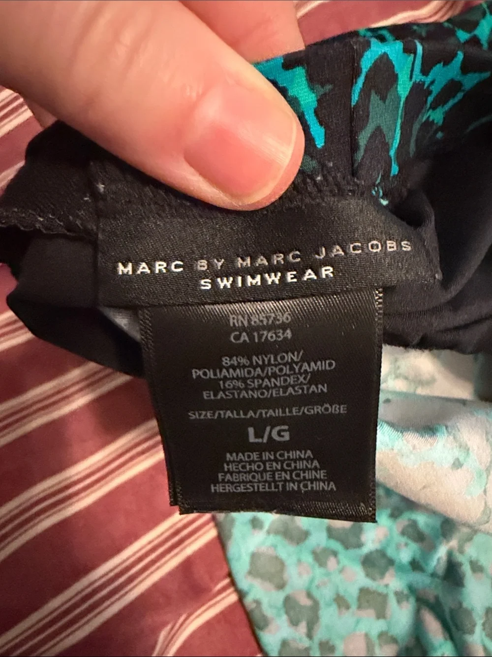 Marc By Marc Jacobs Teal and Black Leopard Print One-Piece Swimsuit